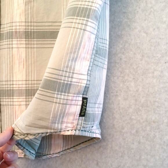 Prana Tamrack Shirt Size M Short Sleeve Button Front Organic Cotton Beachy - Picture 3 of 10